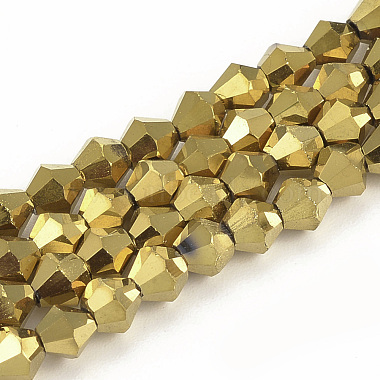 4mm Goldenrod Bicone Electroplate Glass Beads