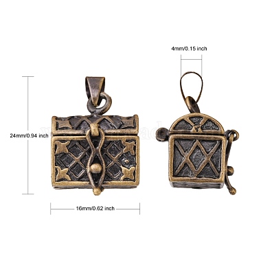 Brass Prayer Box Pendants(KK-24X16-AB)-2