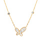 Natural Shell Butterfly Pendant Necklace with Cubic Zirconia(KA9286-2)-1