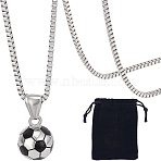 DIY 316 Surgical Stainless Steel Enamel Football Pendants Pendant Necklaces Jewelry Kits, Stainless Steel Color, 18x14x13mm, Hole: 8x4mm, 1pc(DIY-BBC0002-16)