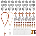 DIY Necklace/Bracelet Jewselry Kits, including Wood Beads, Nylon Thread, Alloy Beads & Pendants, Organza Gift Bags, Mixed Color(DIY-WR0004-47)