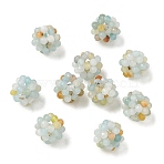 Natural Flower Amazonite Woven Beads, Cluster Beads, Faceted, Round, 8~9mm, Hole: 1.6mm(GG-CBA2E9C-F24-01)