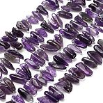 Natural Amethyst Beads Strands, Nuggets, Top Drilled, with Seed Beads, 7~17x4.5~7.5mm, Hole: 0.7~0.8mm, about 57~58pcs/strand, 15.75''~16.14''(40~41cm)(G-Z124-C03-01)