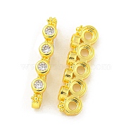 Brass Clear Cubic Zirconia Spacer Bars, Long-Lasting Plated, Lead Free & Cadmium Free, Long-Lasting Plated, Real 18K Gold Plated, 17x3x4.5mm, Hole: 1.4mm(KK-L075-009G)