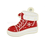 Christmas Theme Spray Painted Alloy Enamel Pendants, Shoes, 18x20x1.5mm, Hole: 1.8mm(ENAM-Z020-01B)