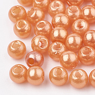 ABS Plastic Beads, Imitation Pearl , Round, Dark Orange, 6x5.5mm, Hole: 1.5mm, about 4700pcs/500g(OACR-Q004-6mm-03)