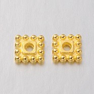 Tibetan Style Spacer Beads, Cadmium Free & Nickel Free & Lead Free, Square, Golden, 7x7x2mm, Hole: 2mm(TIBEB-00697-G-NR)