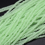 Faceted Rondelle Glass Beads Strands, Pale Green, 2.9~3.3x2mm, Hole: 0.8mm, about 165~169pcs/strand, 15.7~16.1 inch(40~41cm)(GLAA-M028-2mm-B05)