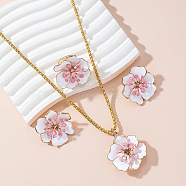 Luxury Alloy Flower Earrings & Necklaces & Rings Sets, Light Gold(YN1358-2)