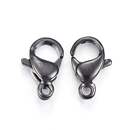 304 Stainless Steel Lobster Claw Clasps, Parrot Trigger Clasps, Electrophoresis Black, 12x7x3.5mm, Hole: 1.5mm(STAS-H353-D-02B)