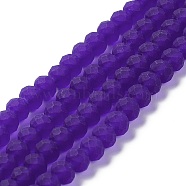 Transparent Glass Beads Strands, Faceted, Frosted, Rondelle, Blue Violet, 6x4.5mm, Hole: 1.4mm, about 86pcs/strand, 16.14 inch(41cm)(EGLA-A034-T6mm-MD06)