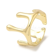 Brass Open Cuff Rings, Crown Ring for Women, Real 18K Gold Plated, 7~16mm, Inner Diameter: 17.3mm(RJEW-Q778-31G)