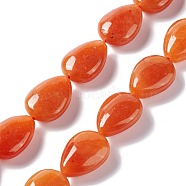 Natural Red Aventurine Beads Strands, Teardrop, 18~19x13~14x7.5~8mm, Hole: 1.2mm, about 22pcs/strand, 15.35''~15.75''(39~40cm)(G-L242-11)