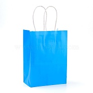 Pure Color Kraft Paper Bags, Gift Bags, Shopping Bags, with Paper Twine Handles, Rectangle, Dodger Blue, 21x15x8cm(AJEW-G020-B-01)