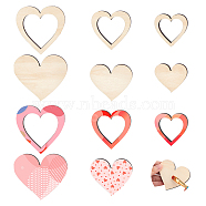 US Unfinished Wooden Cutouts, for Valentine's Day, Heart, Old Lace, 4.9~11.6x5.4~11.5x0.75cm, 1pc/style, 6 style, 6pcs/box(DIY-MA0002-36)