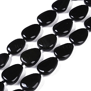 Natural Black Gemstone Beads Strands, Teardrop, 20.5x15.5x6.5mm, Hole: 1.4mm, about 20pcs/strand, 15.75''(40cm)(G-Q164-C01-01)