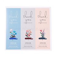 Self-Adhesive Paper Gift Tag Stickers, Rectangle with Word & Flower Pattern, for Presents, Packing Bags, Mixed Color, 9x3x0.01cm, 3pcs/sheet(DIY-P049-F02)