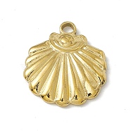304 Stainless Steel Pendants, Shell Charm, Golden, 18x16x2.5mm, Hole: 2.1mm(STAS-P316-09G)
