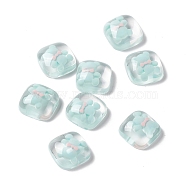 Transparent Resin Cabochons, Square, Pale Turquoise, Bear Pattern, 19x19x8mm(RESI-G034-A07)
