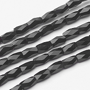 Opaque Glass Beads Strands, Faceted, Column, Black, 5x3mm, Hole: 0.5mm, about 100pcs/strand, 19.4 inch(EGLA-E046-A01)