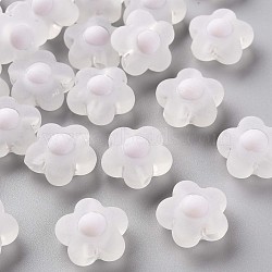Transparent Acrylic Beads, Frosted, Bead in Bead, Flower, WhiteSmoke, 16.5x17x9.5mm, Hole: 2.5mm, about 390pcs/500g(TACR-S152-09C-06)