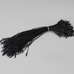 Polyester Snap Lock Hang Tag String, Loop Fastener Hook Ties, Black, 20x0.28cm(PW-WG51117-02)