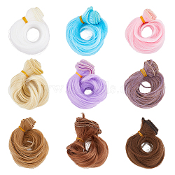 9 Bundles 9 Colors High Temperature Fiber Short Curly Hair Doll Wig Hair, for DIY Girls BJD Makings Accessories, Mixed Color, 7.87~39.37 inch(20~100cm)
& 130~140x895~940x0.9~1mm, 1 bundle/color(DIY-DC0002-06)