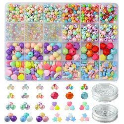 DIY Acrylic Beaded Stretch Bracelets Jewelry Kit, Mixed Color, 10x10x4mm, Hole: 2mm(DIY-FS0005-71)