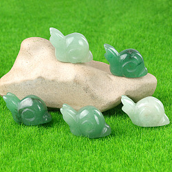 Natural Green Aventurine Carved Healing Snail Figurines, Reiki Energy Stone Display Decorations, 18x24~28x12mm(PW-WG23180-06)