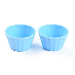 Mini Plastic Simulated Egg Tart Cup, Miniature Landscape Kitchen Model Dollhouse Accessories Decorations, Light Sky Blue, 37x21mm(DJEW-C005-02E)
