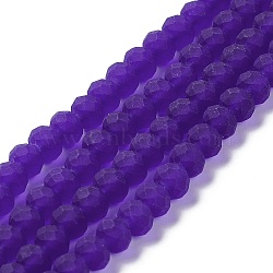 Transparent Glass Beads Strands, Faceted, Frosted, Rondelle, Blue Violet, 6x4.5mm, Hole: 1.4mm, about 83~85pcs/strand, 38~39cm(EGLA-A034-T6mm-MD06)