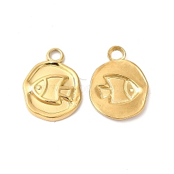 Ion Plating(IP) 304 Stainless Steel Pendants, Fish Charms, Real 18K Gold Plated, 16.5x12.5x2mm, Hole: 2.5mm(STAS-L268-022G)