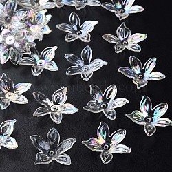 Transparent Acrylic Beads, AB Color, Flower, White, 25.5x28x6mm, Hole: 1.8mm, about 980pcs/500g(MACR-S373-102-C07)