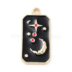 Tarot Alloy Enamel Pendants, Golden, Rectangle Charm, Moon, 25x13x3mm, Hole: 2mm(FIND-Z057-02G-01)