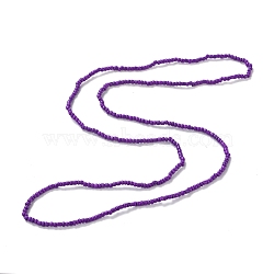 Waist Beads, Candy Color Glass Seed Beads Stretch Body Chain, Sunmmer Jewelry for Women, Purple, 31-1/2~31-7/8 inch(80~81cm)(AJEW-P095-01H)