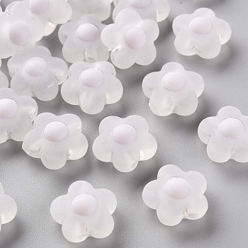 Transparent Acrylic Beads, Frosted, Bead in Bead, Flower, WhiteSmoke, 16.5x17x9.5mm, Hole: 2.5mm, about 390pcs/500g
