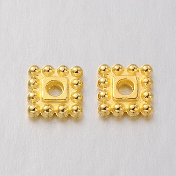 Tibetan Style Spacer Beads, Cadmium Free & Nickel Free & Lead Free, Square, Golden, 7x7x2mm, Hole: 2mm