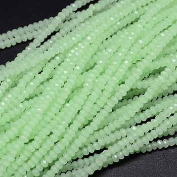 Faceted Rondelle Glass Beads Strands, Pale Green, 2.9~3.3x2mm, Hole: 0.8mm, about 165~169pcs/strand, 15.7~16.1 inch(40~41cm)