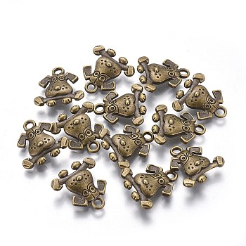 Tibetan Style Puppy Pendants, Cadmium Free & Nickel Free & Lead Free, Beagle Dog Charms, Antique Bronze, 16x15x3.5mm, Hole: 2mm