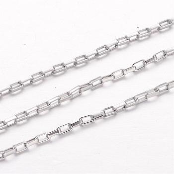 304 Stainless Steel Box Chains, Unwelded, for Jewelry Making, Stainless Steel Color, 4x2x1mm