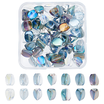 ARRICRAFT 70Pcs 7 Colors  Electroplate Transparent Glass Beads, AB Color, Twist Triangle, Mixed Color, 11.5~12x9~9.5x8~9mm, Hole: 1.2mm, 10Pcs/color