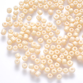 12/0 Baking Paint Glass Round Seed Beads, PapayaWhip, 1.5~2x1.5mm, Hole: 0.5~1mm, about 30000pcs/pound