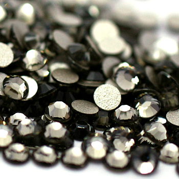 Glass Flat Back Rhinestone, Grade A, Back Plated, Faceted, Half Round, Black Diamond, 3.8~4mm, about 1440pcs/bag