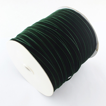 1/8 inch Single Face Velvet Ribbon, Dark Green, 1/8 inch(3.2mm), about 200yards/roll(182.88m/roll)
