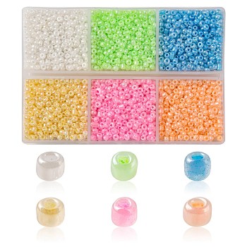 4602Pcs 6 Colors Glass Seed Beads, Ceylon, Round, Mixed Color, 2mm, Hole: 1mm, 767pcs/color