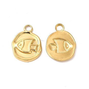 Ion Plating(IP) 304 Stainless Steel Pendants, Fish Charms, Real 18K Gold Plated, 16.5x12.5x2mm, Hole: 2.5mm