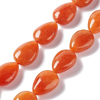 Natural Red Aventurine Beads Strands, Teardrop, 18~19x13~14x7.5~8mm, Hole: 1.2mm, about 22pcs/strand, 15.35''~15.75''(39~40cm)