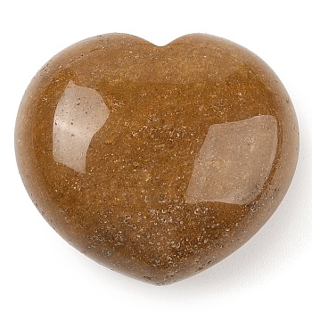 Natural Yellow Jade Thumb Massage Stone, Heart Pocket Palm Stones, for Relaxing, Pain Relief, 40~41x45x24~26mm