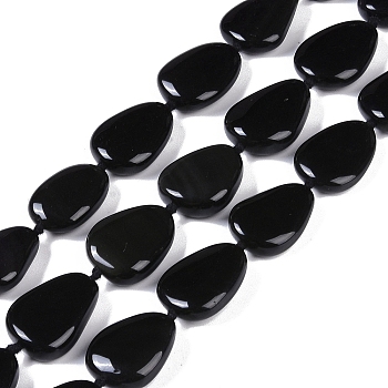 Natural Black Gemstone Beads Strands, Teardrop, 20.5x15.5x6.5mm, Hole: 1.4mm, about 20pcs/strand, 15.75''(40cm)