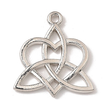 Alloy Pendants,Knot, Platinum, 24x21.5x2mm, Hole: 1.6mm